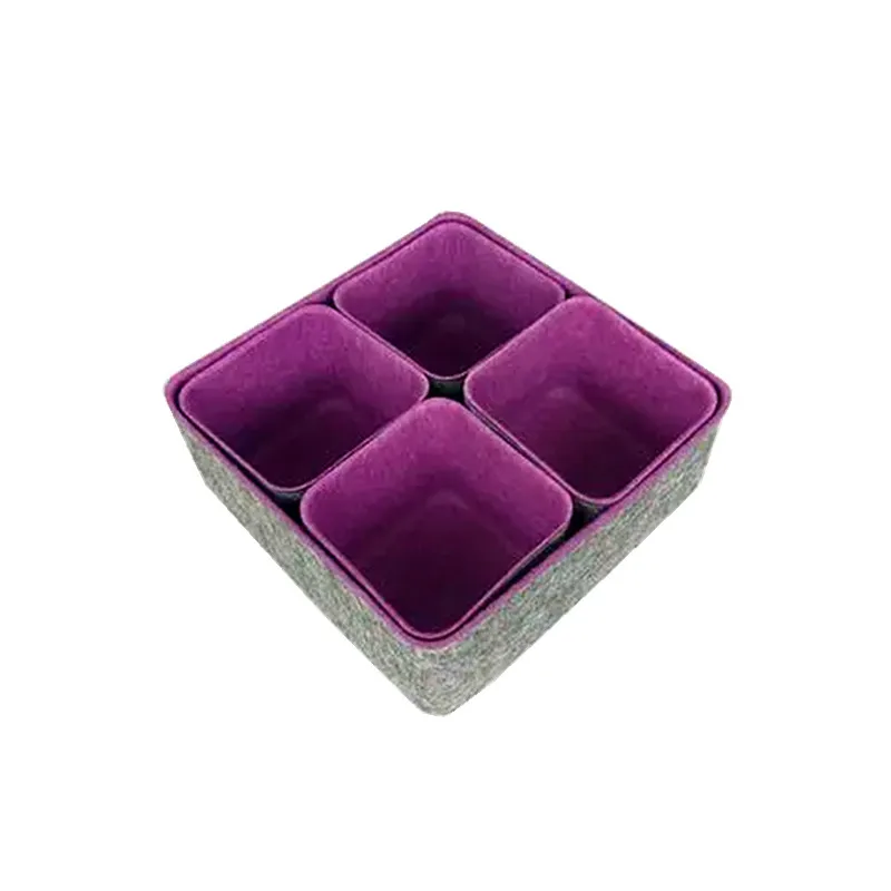 Felt two-color integrated storage basket Office storage box Cosmetics finishing basket felt box