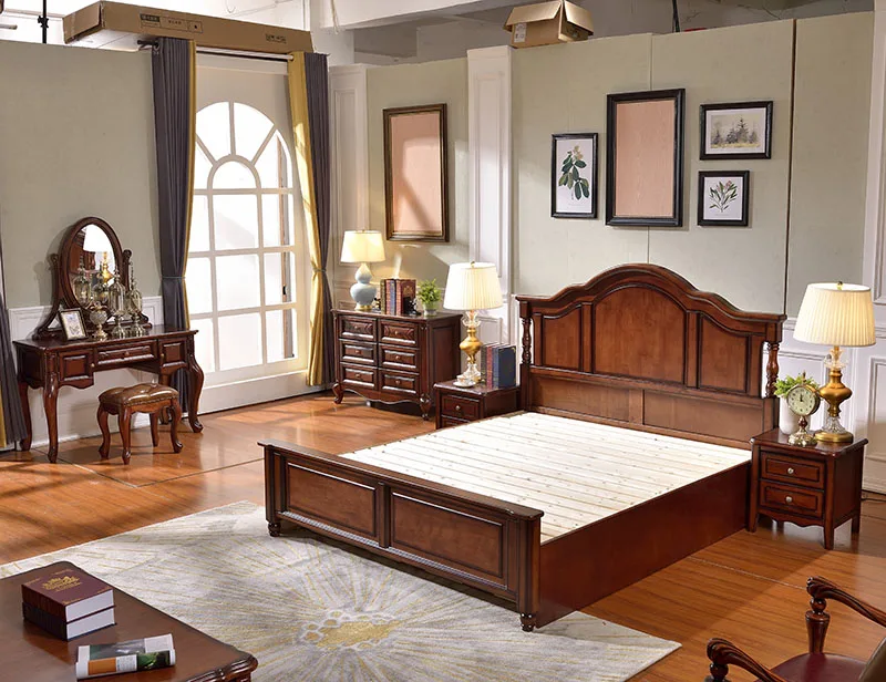 New products ideas 2024 king bed frame master bedroom furniture sets solid wood bed king size double bed antique furniture