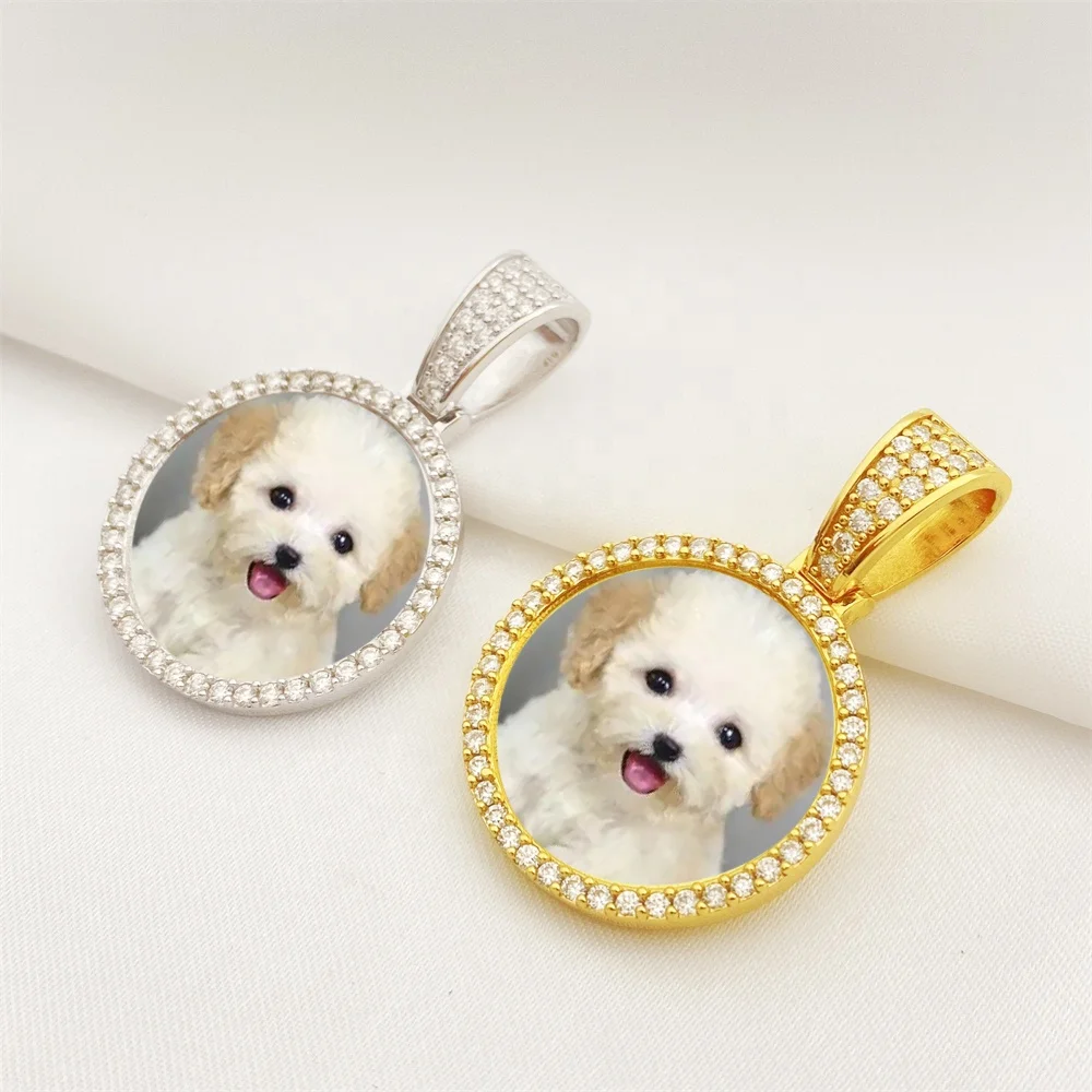 Fine Jewelry Custom 925 Sterling Silver Iced Out Memory Tennis Chain Moissanite Photo Pendant