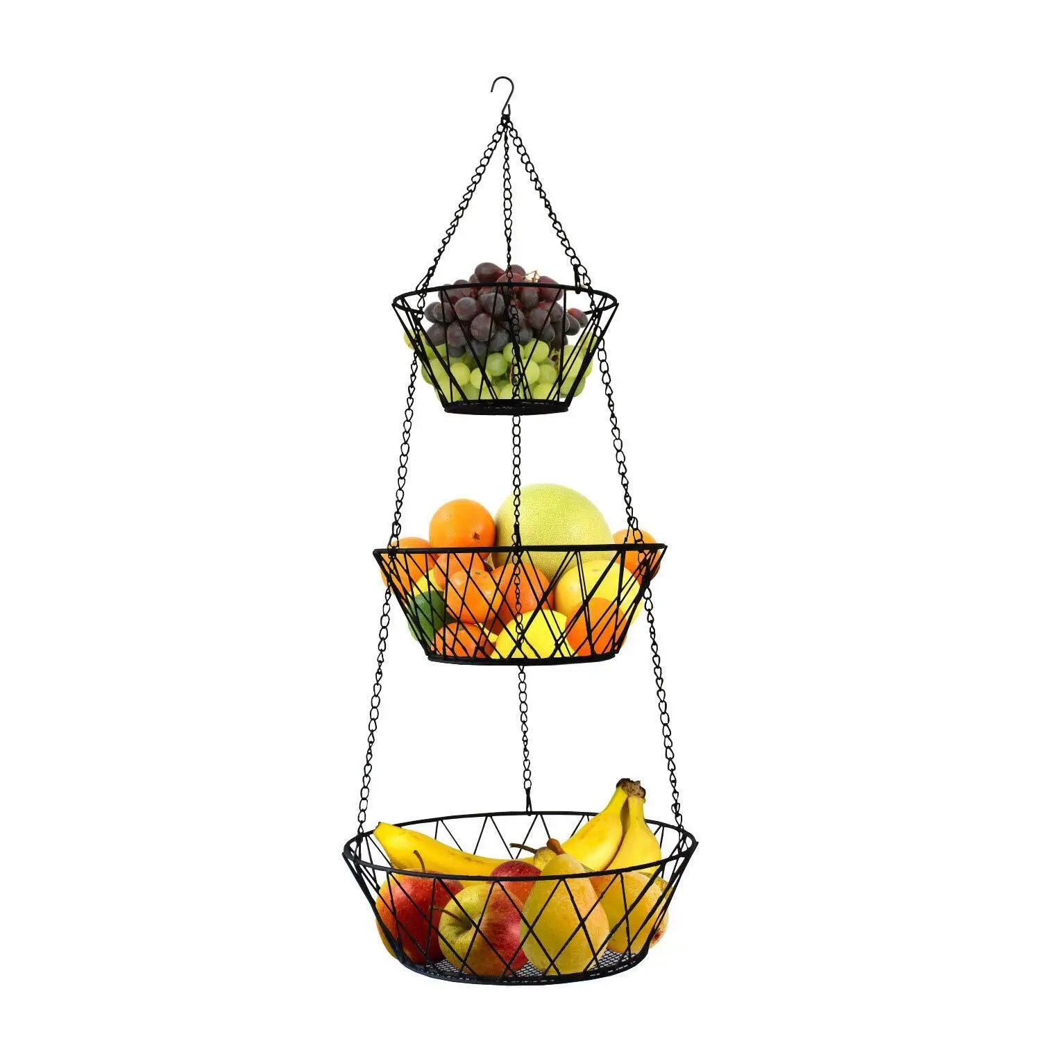 High Quality Detachable 3-Tier Heavy Metal Hanging Basket Household Iron Fruit Vegetable Storage Baskets Kitchen Food Storage