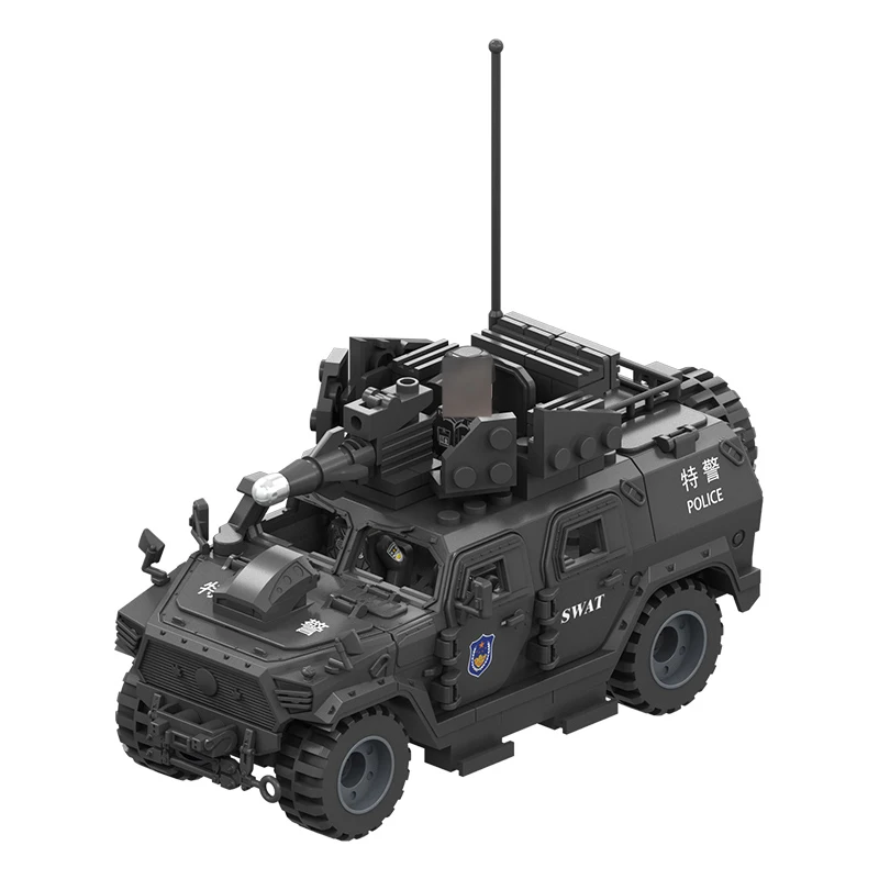 Children Kid Tactical Police Swat Gun Security Car Jeep Equipment Armored Vehicle Set Building Block Model Toy