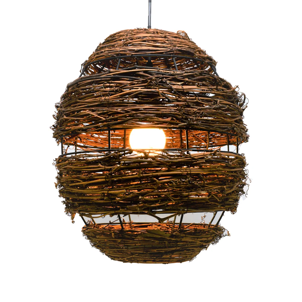 Factory Wholesales home decor handmade rattan lamp chandelier classic lustre-salon Chandelier