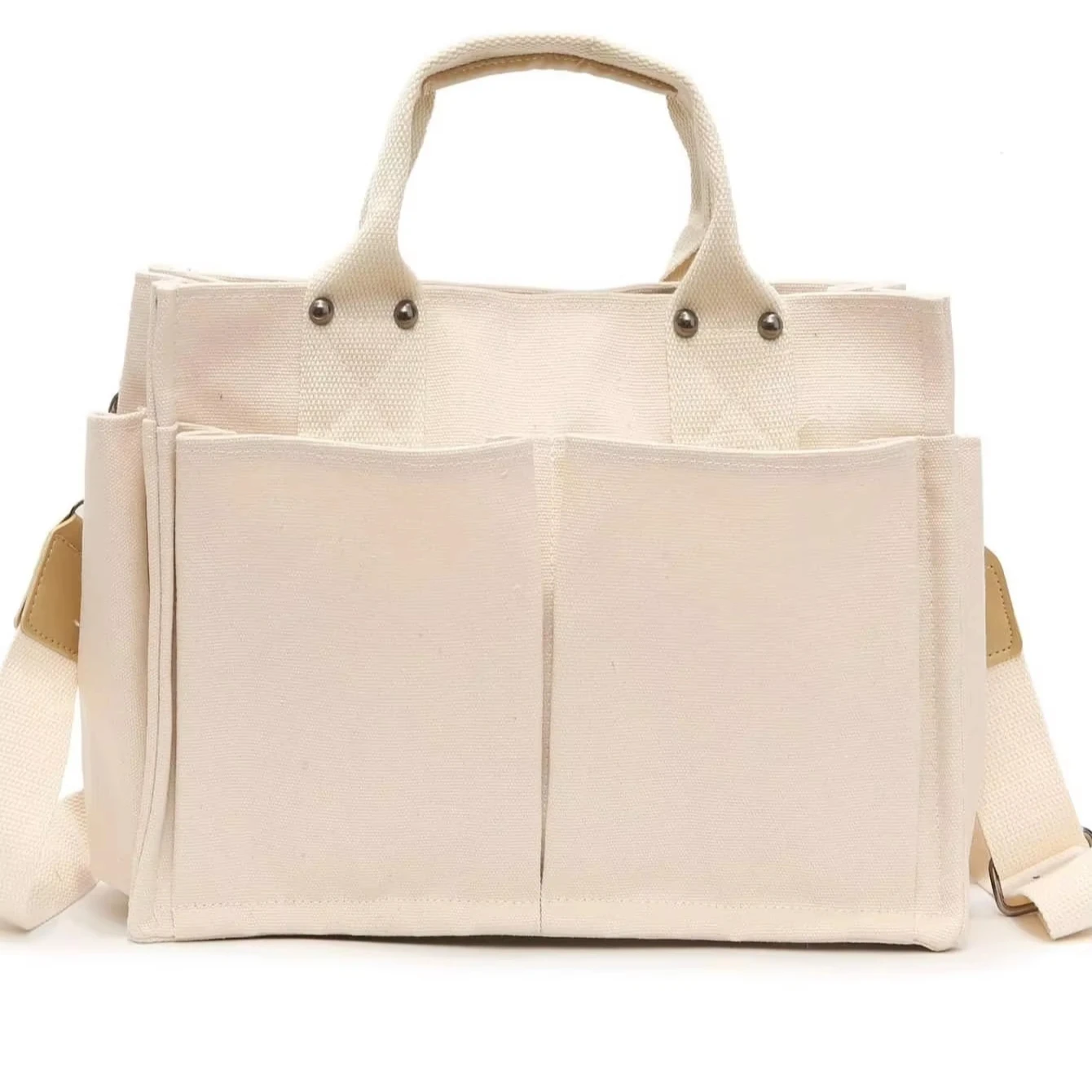 Natural Mini Cotton Canvas Tote Bag Shoulder Bag Korean Tote Bag For College University Students