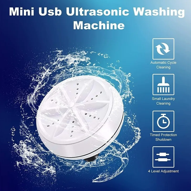 Ultrasonic Turbo Washing Machine Laundry Portable Travel Washer Air Bubble And Rotating Mini Washing Machine