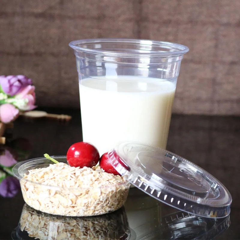 Disposable Cup Wholesale 360ml Double Layer Yogurt With Inner Tray Ice Cream Plastic Yogurt Cup