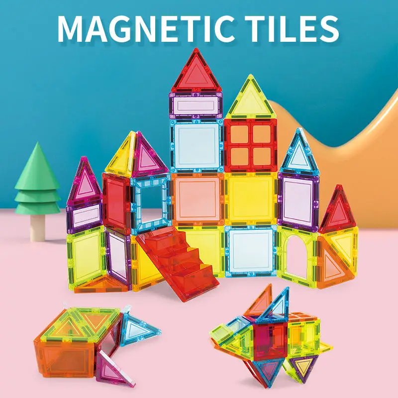 EPT New Style Hot Sale 3D Magnetic Colorful Plastic 110pcs Magnetic Building Tiles for Kids