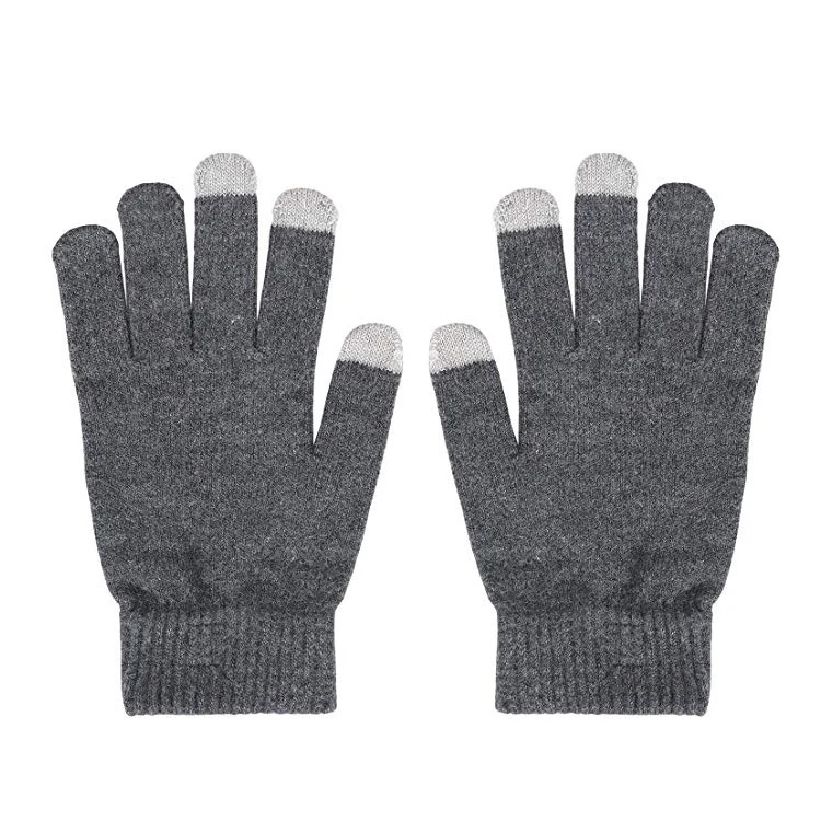 Wholesale unisex custom winter warm thick knitted mittens plain touchscreen gloves