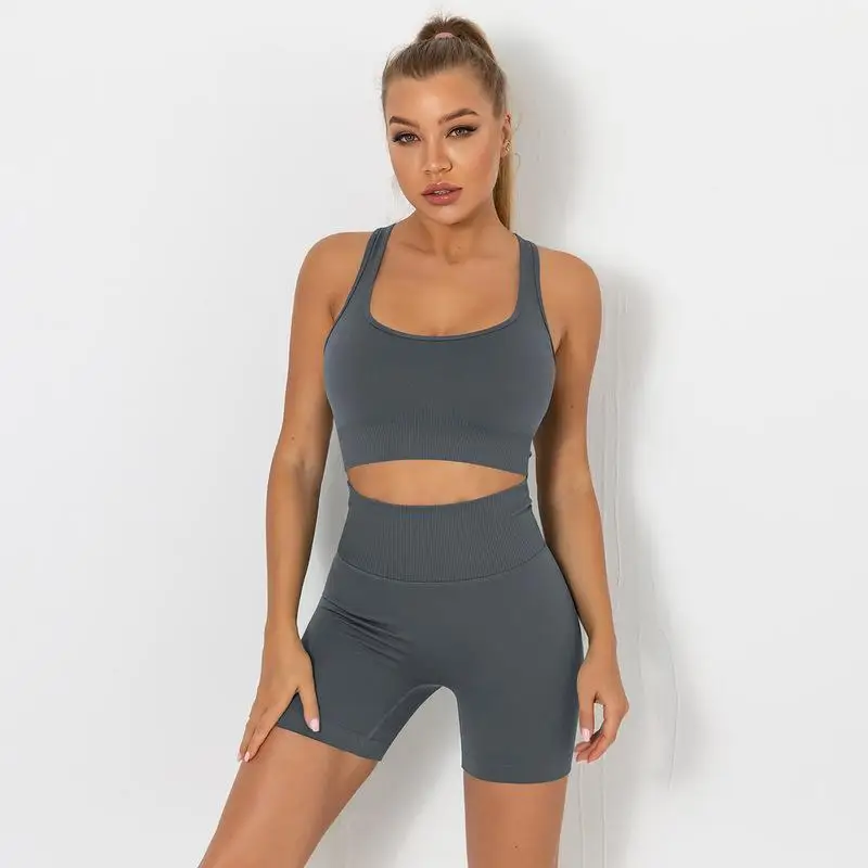 Wholesale Deep Squat Yoga Workout Short Set Die trikots passen zu der weiblichen fitness