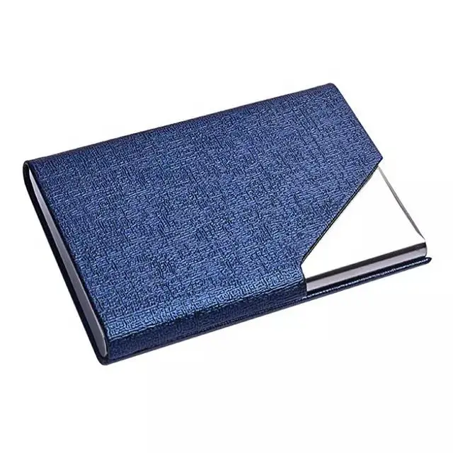 Рекламный высококачественный чехол для визиток ручной работы из искусственной кожи по низкой цене, металлический держатель для визиток с логотипом на заказ