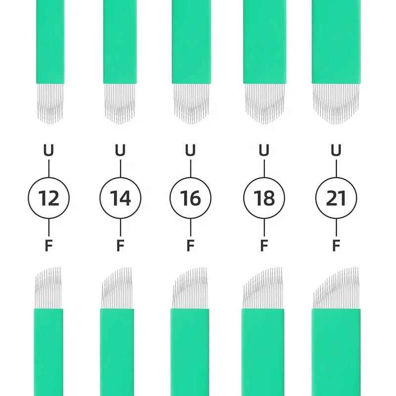 Tattoo Hand tool Needles Lip Eyebrow Blades 12F 16U Permanent Makeup 14 Manual Microblading Needles