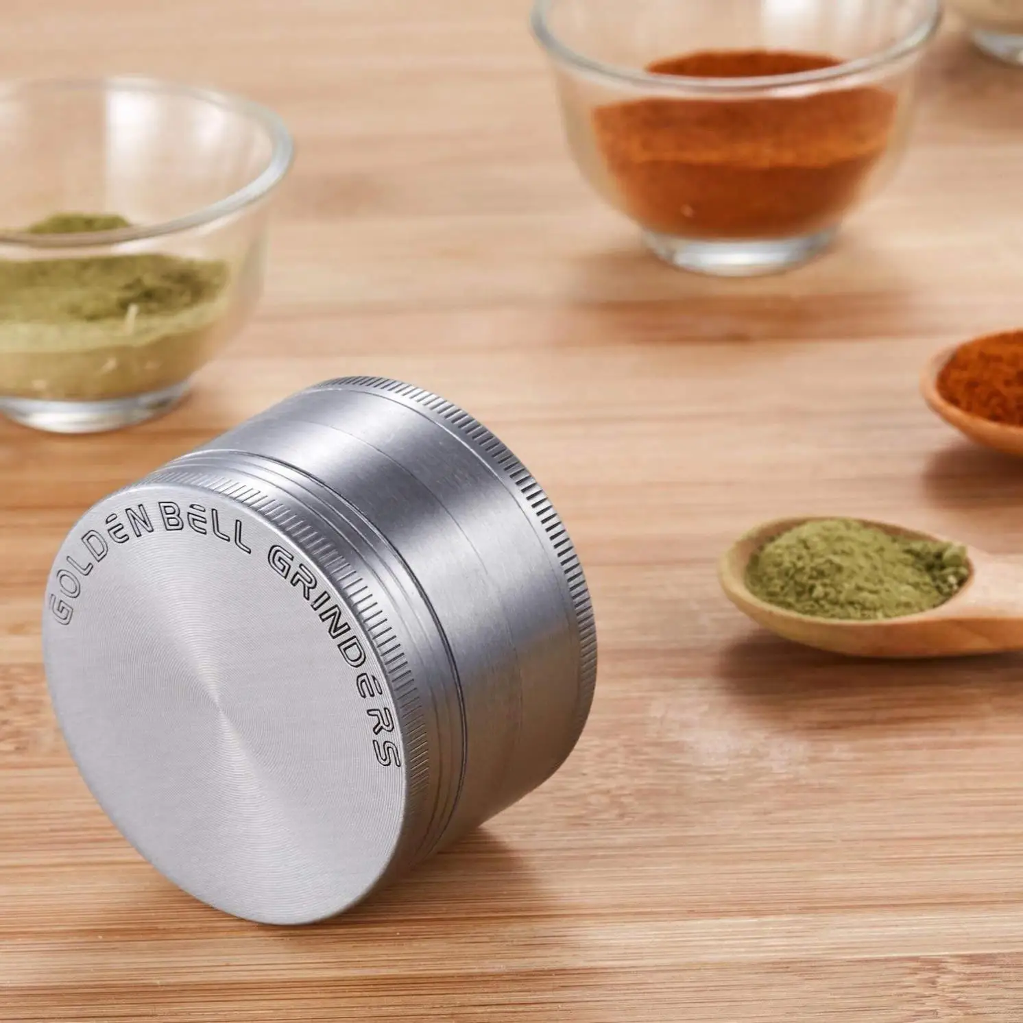 Golden Bell 4 Piece 2 Spice Herb Grinder