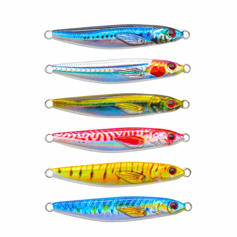 JIGGINGDUKE S-Shape Wood Jigging Lure 10g/15g/20g Slow Pitch Jig for Trout Fishing Printed Metal Jig Swim Bait Lure