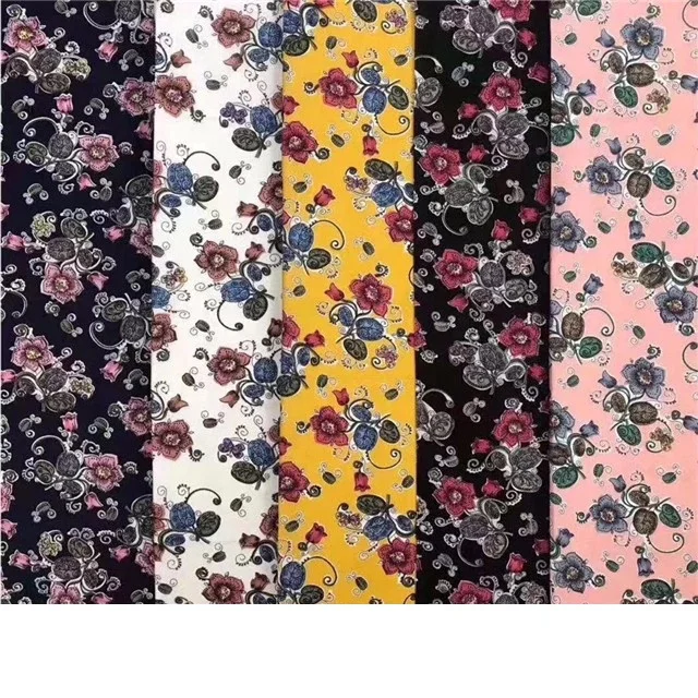 Black and red flower textiles rayon viscose fabric manufacturer rayon fabric stocklot