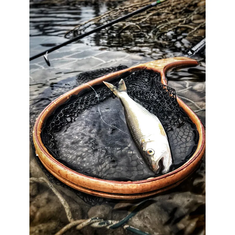 
Small Wooden handle fish Hand net portable fishing nets floats for fishing 