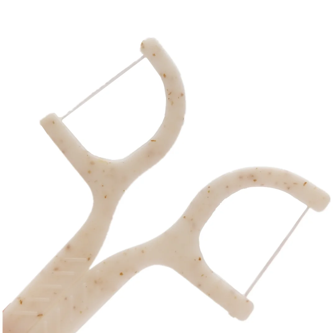 100% Biodegradable vegan toothpick handle corn starch straw eco friendly dental floss picks for cleansing