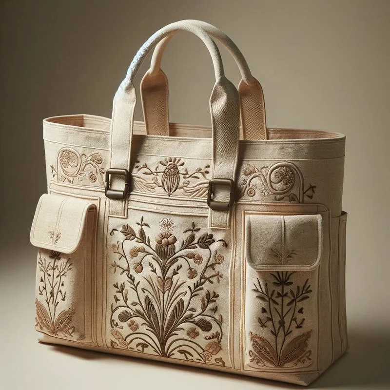 Factory Wholesale Luxury Customize Embroidery High Quality Canvas Tote Bag With Pocket