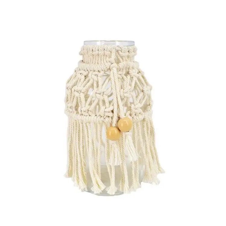 Flower macrame vase tapestry flower ware Handmade cotton cord woven glass vase cover home decor