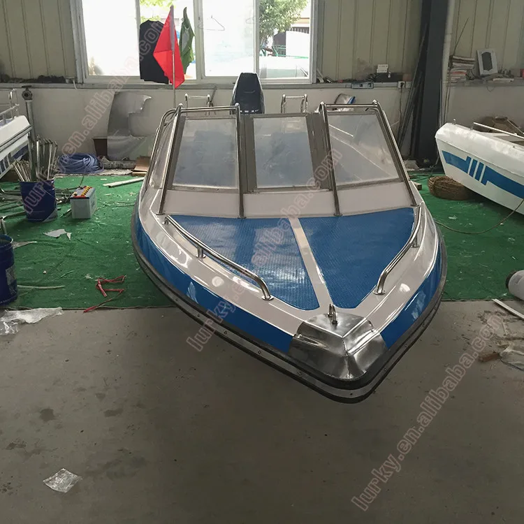 China high quality 8 passengers outboard engine Fiberglass  fishing speed boat