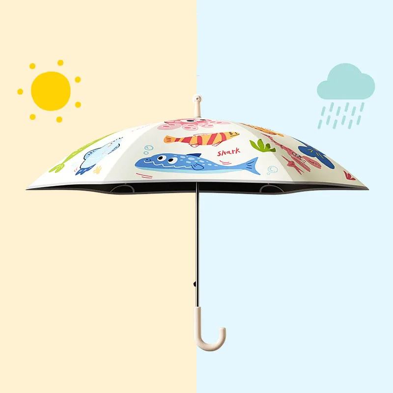 Kids Umbrella Steel Cute Lightweight Safed Reflective Strip Blunt Umbrella C Shaped Handle Kids Umbrella