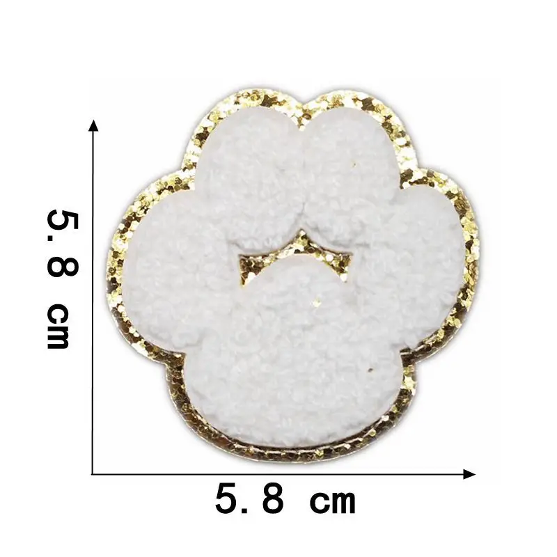 Glitter Chenille Paw Patches Chenille Patches Heat Press Patches