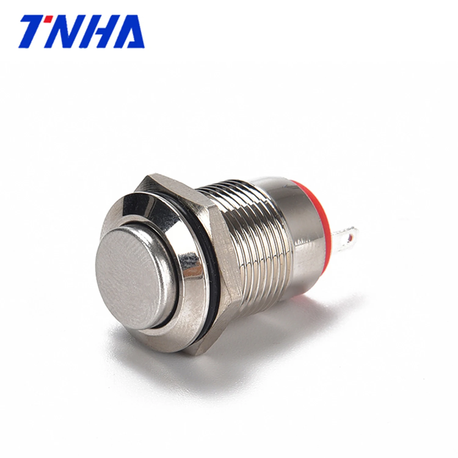 TH12A-G10F DC12V- 36V IP65 12mm 2 pin waterproof Flat metal push button Latching pushbutton switch