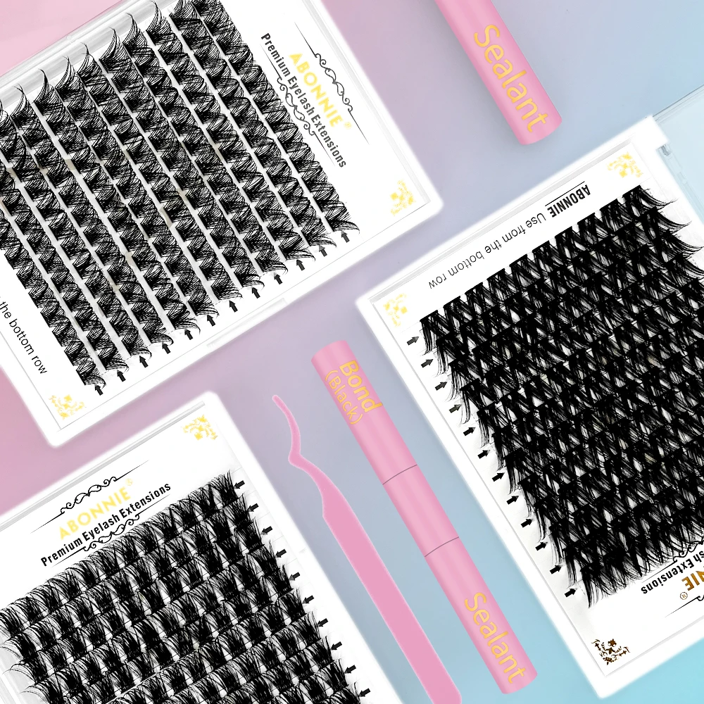 Abonnie Private Label Segment Diy Cluster Lash Extension Supplies Training Kit Professional Diy Eyelash Extension Starter Kit