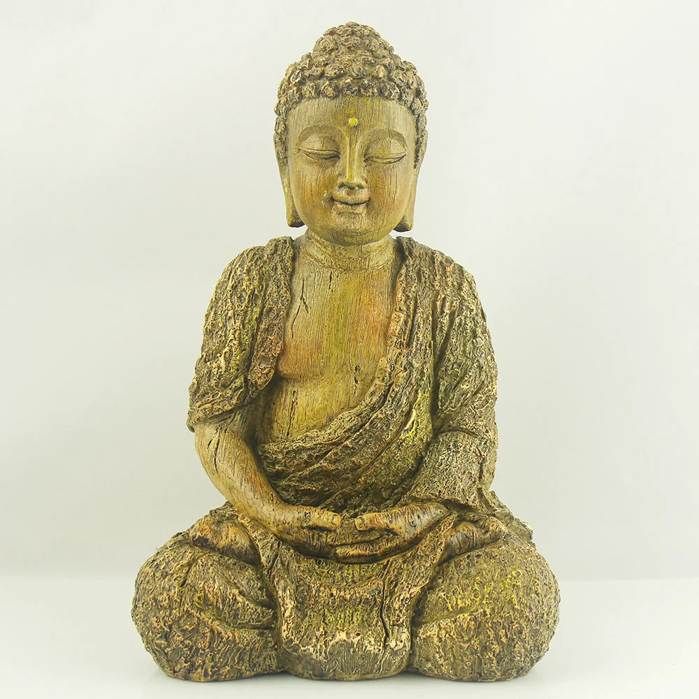 Large and small size buddha statue in wooden finish