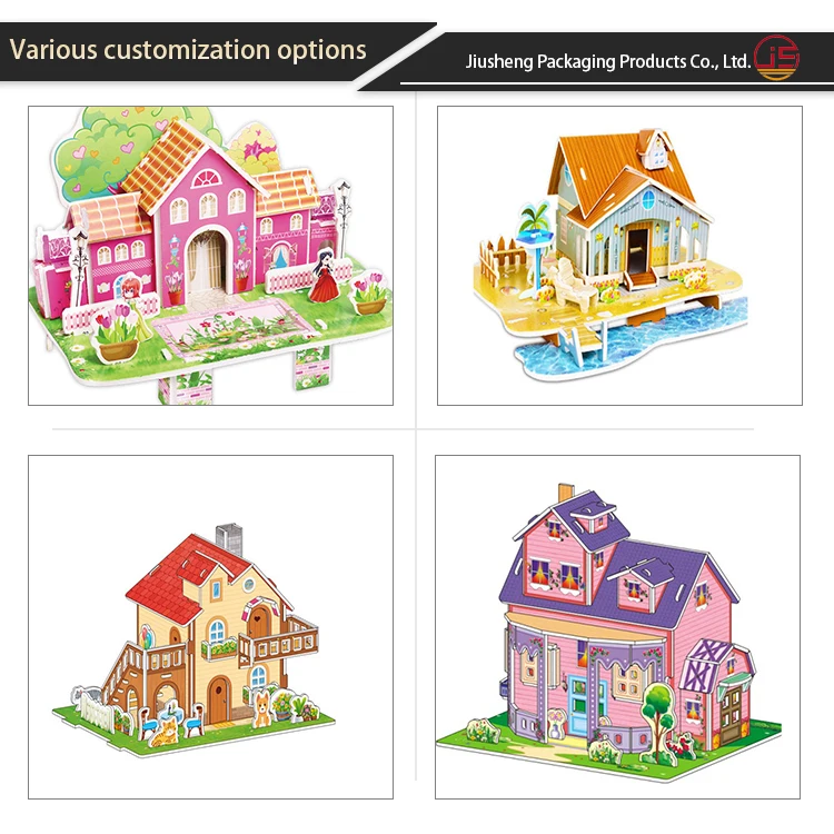 Custom 3D mini jigsaw puzzle World Village House Building 3D Puzzle Model Construction diy jigsaw puzzle Toys For Kids