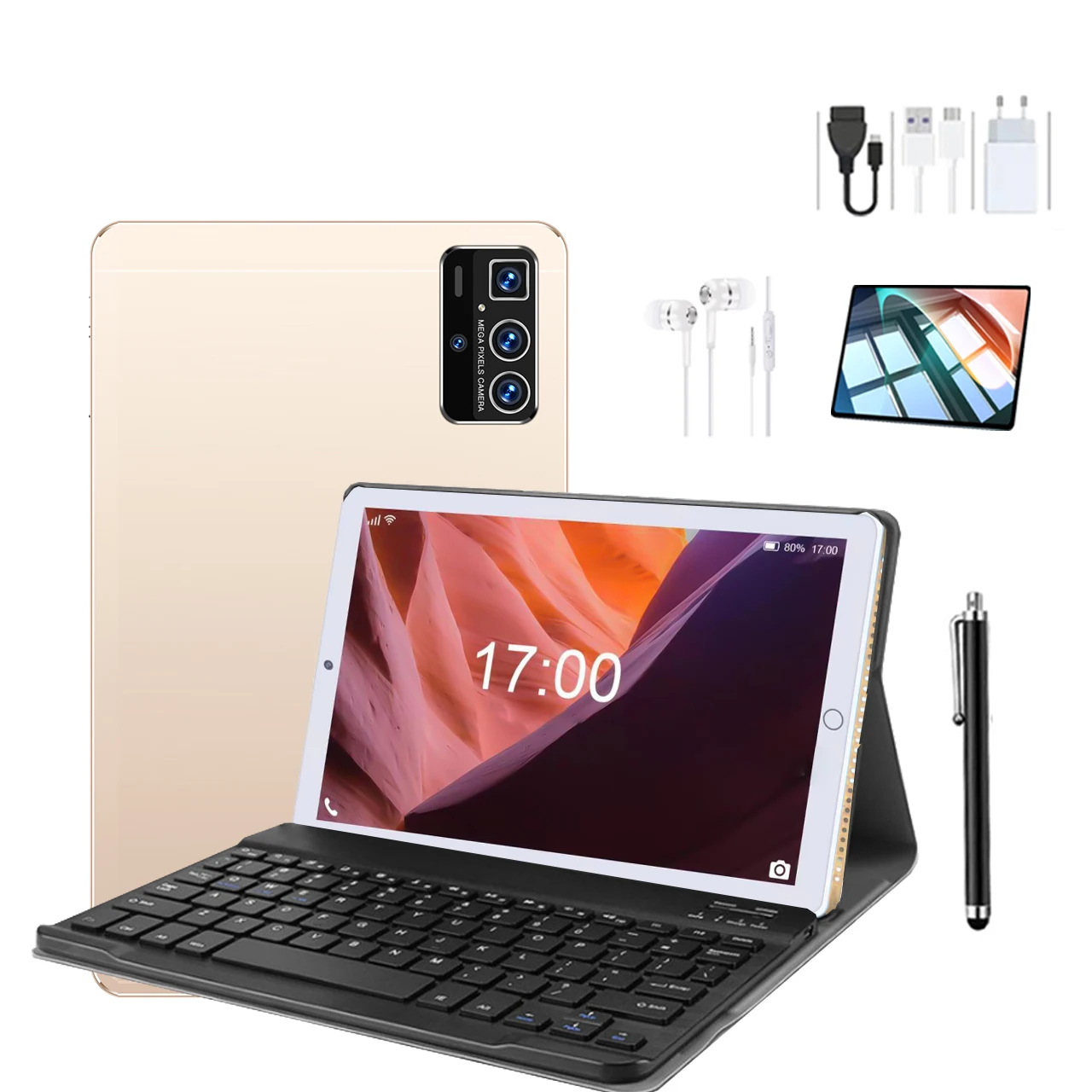 Customized 10 inch Business Bidding Tablet PC 2.0GHZ Octa Core MTK Android 13 Tablets with BT Keyboard Speaker Mouse Case