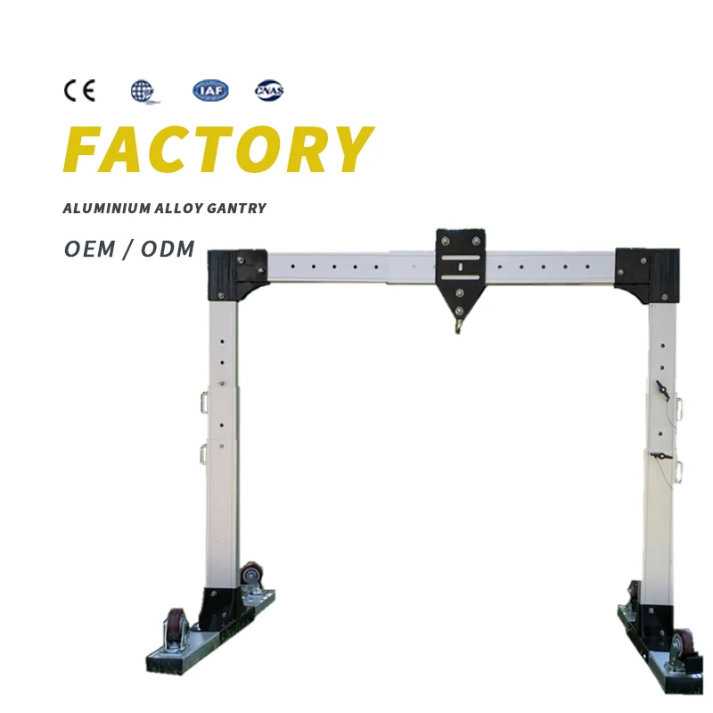 Portable aluminum gantry crane 500 kg 1 ton easy to disassemble small size adjustable height span portal crane