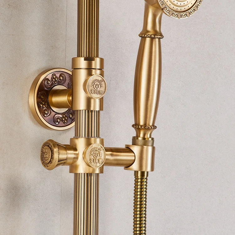
Bathroom brass rain shower faucet set washroom shower bath gold set 