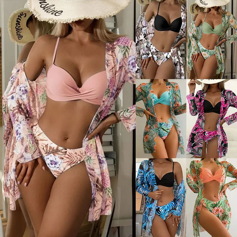 Custom 3 pieces designer bathing suits swimsuit swim wear bikini women beachwear ladies swimwear