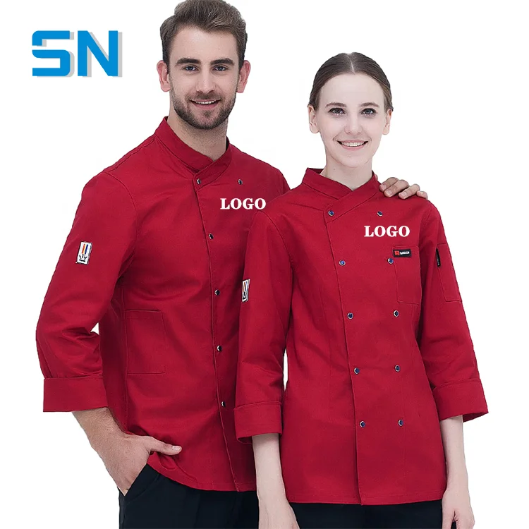 Custom Embroidered LOGO Hotel Catering Work Uniform Black Long Sleeve Labor Security for Kitchen & Restaurant Short Tops Pattern