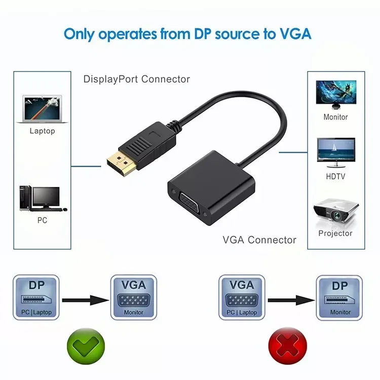 Displayport DP to VGA  converter Cable for PC laptop