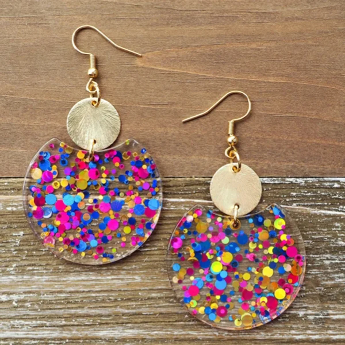 Индивидуальный заказ конфетти блестящий круг корейские серьги Модные ювелирные изделия серьги акриловые серьги