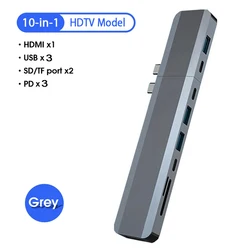 New 10 Port type c hub usb 3.0 otg hub 4K HDTV-compatible SD TF card reader for macbook pro air laptops usb c hubs