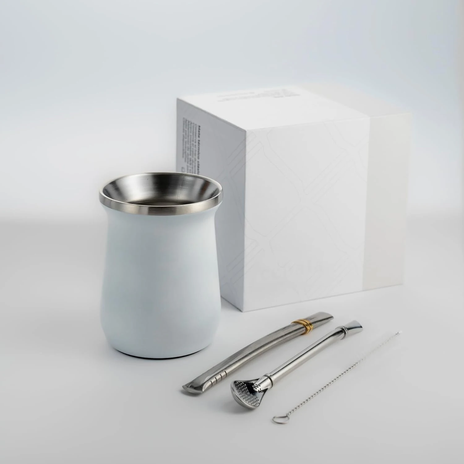 stainless  steel 240ml yerba cups matte tea straw double wall vacuum insulated 8oz thermos set wholesale custom color logo mug