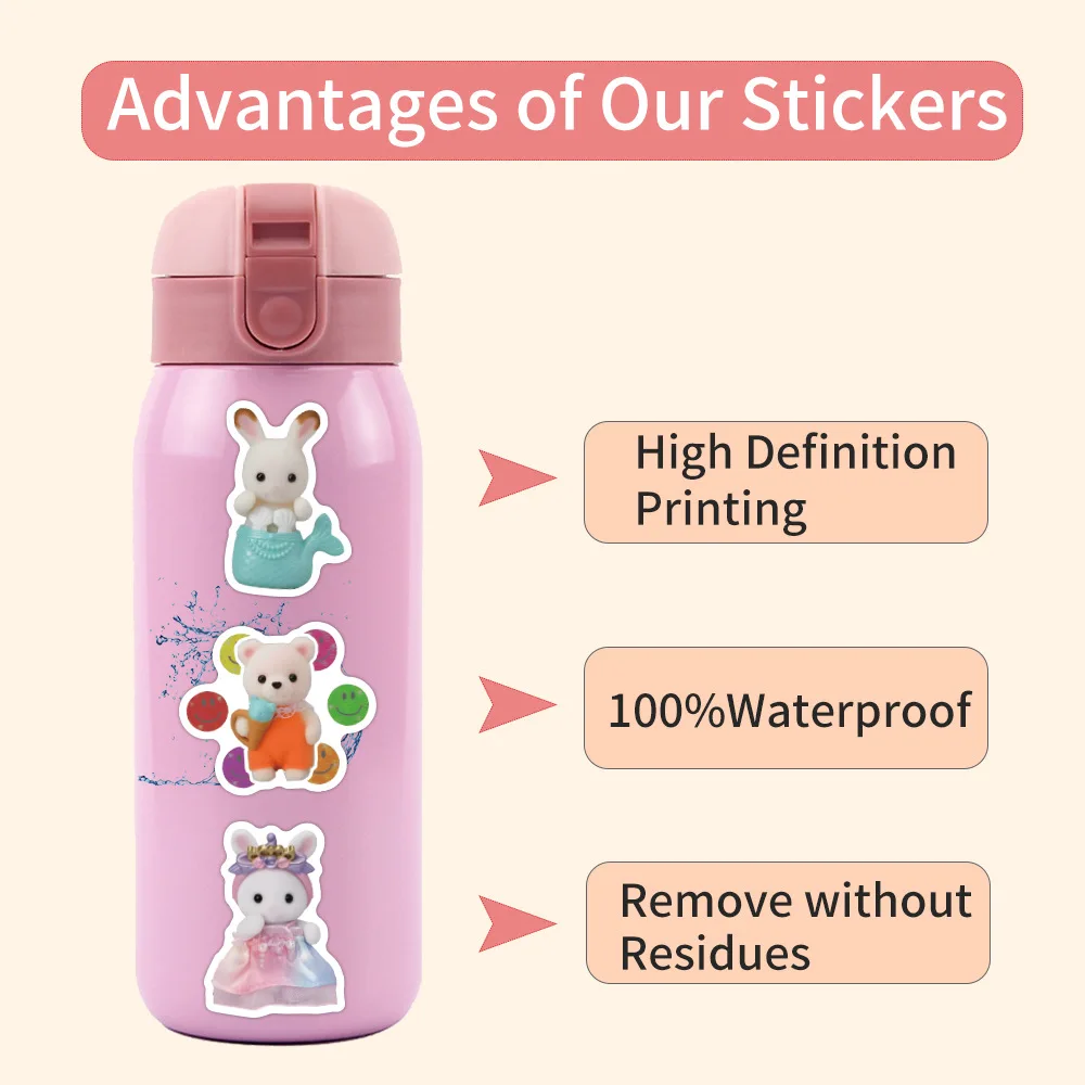 60Pcs New Calico Critters Graffiti Stickers Decorate Laptop Suitcase Skateboard Stickers Cartoon Stickers Wholesale