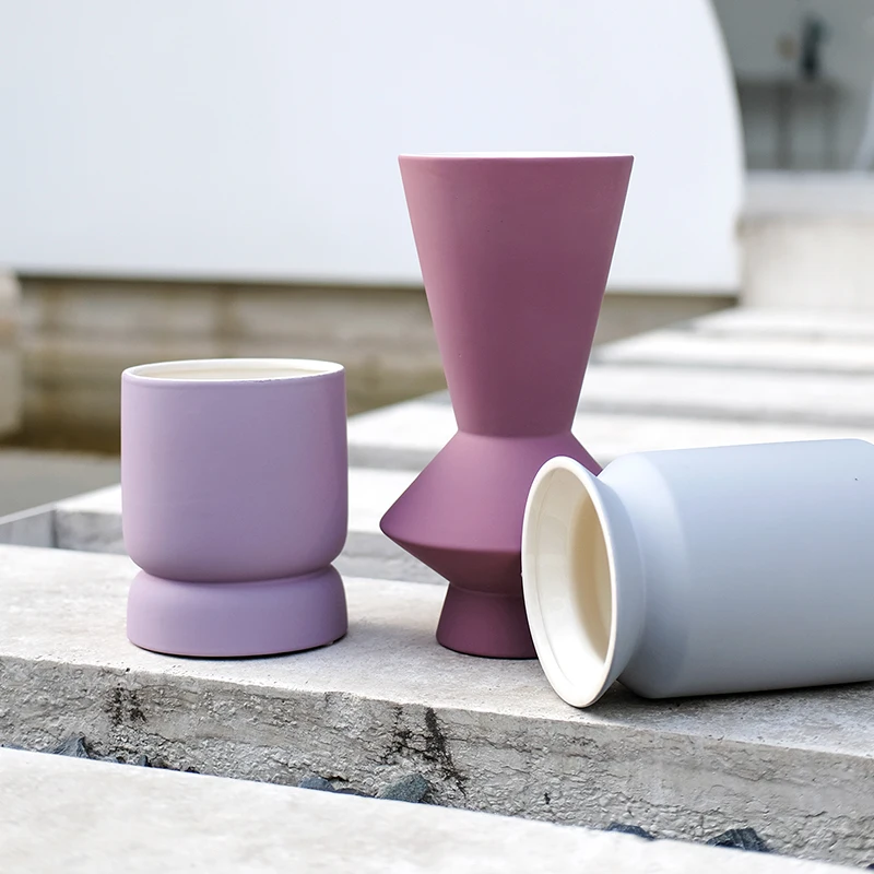 Wedding Elegant Centerpiece vase colorful Matte glazed trumpet ceramic vase