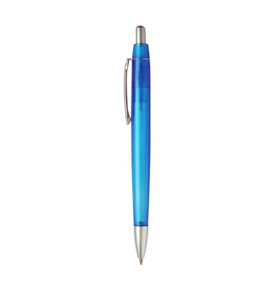 Cheap Promotional Frosted Transparent Plastic Ballpoint Pen Customized Logo Writing Instruments for Hotel Bank Office Giveaways