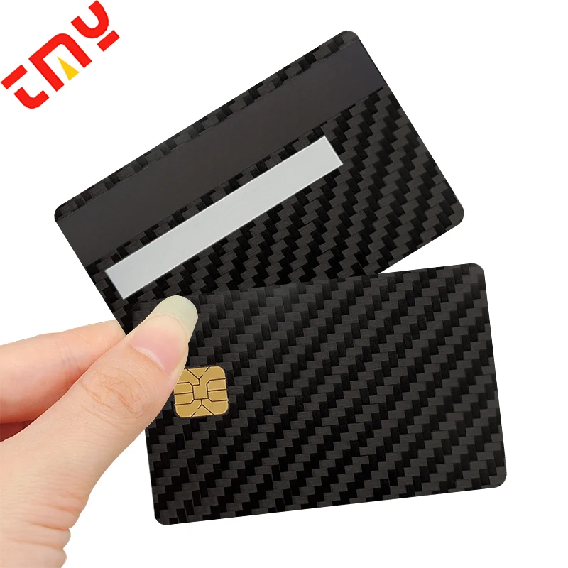 Factory Price Luxury Black Blank Carbon Fiber Smart Credit Card Gold Chip Slot With Magnetic Stripe