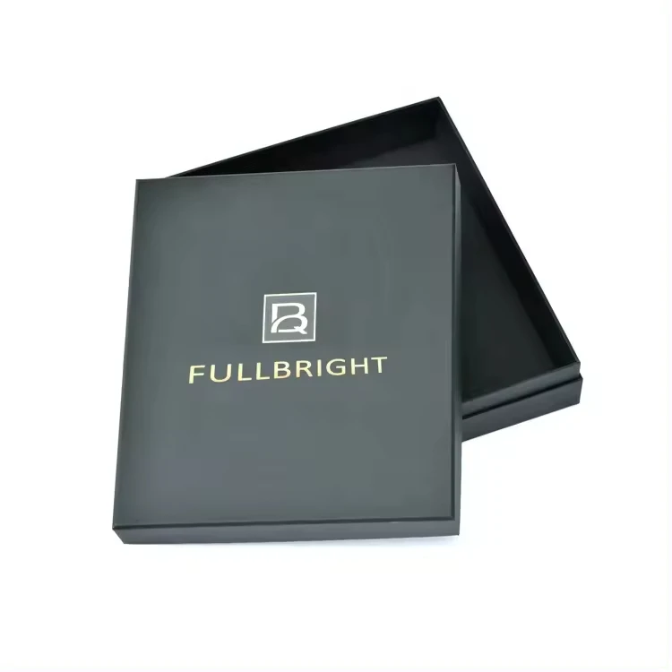 Luxury Black Rigid Gift Box Cardboard Foil Lid Towel Necktie Tie Sets Leather Belt Box Packaging for Belt