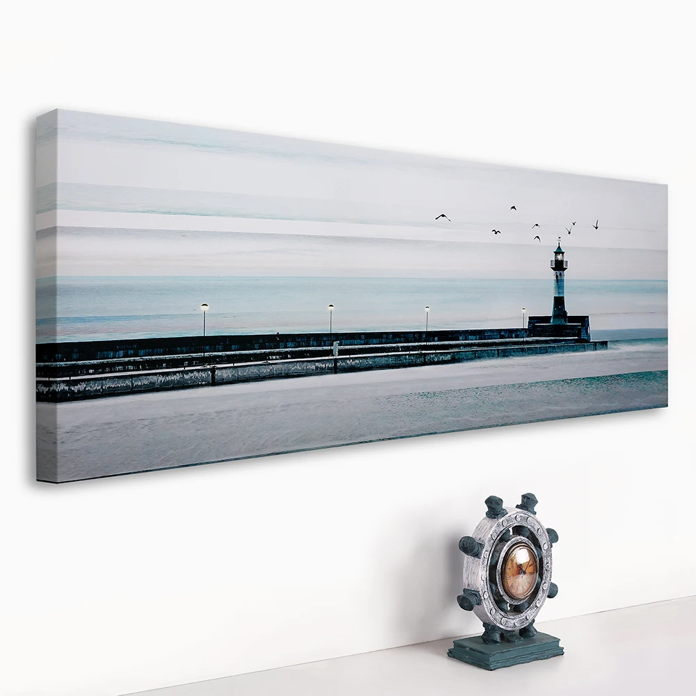Wholesale seascape paintings lighthouse and sea gull photo picture for wall canvas art home decor prints