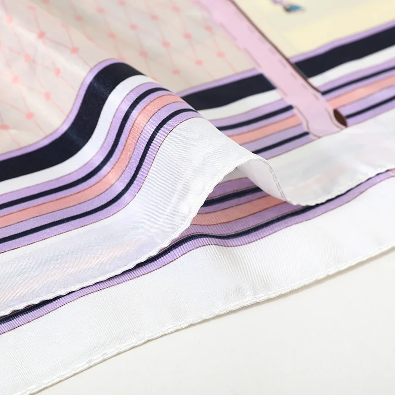  Custom Luxury Printing Private Label Pure Silk Shawl Famous Brand Vintage