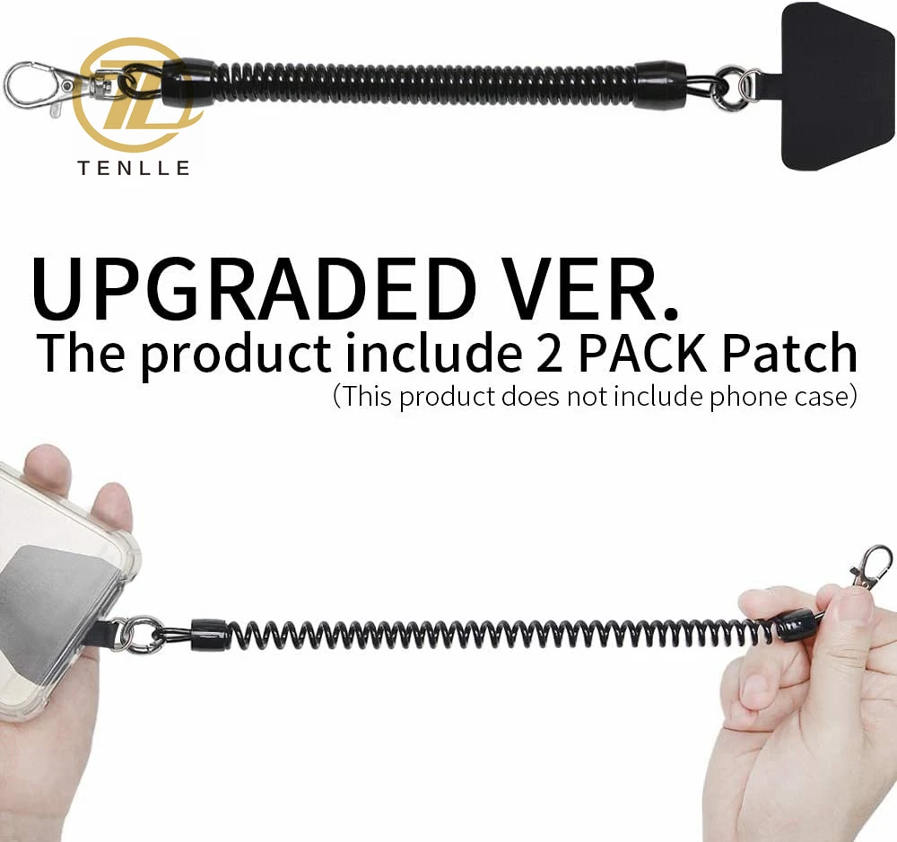 Universal Mobile Phone Lanyard With Connector Tab Anti-lost PVC Elastic Spiral Coil Wrist Lanyard Phone Strap