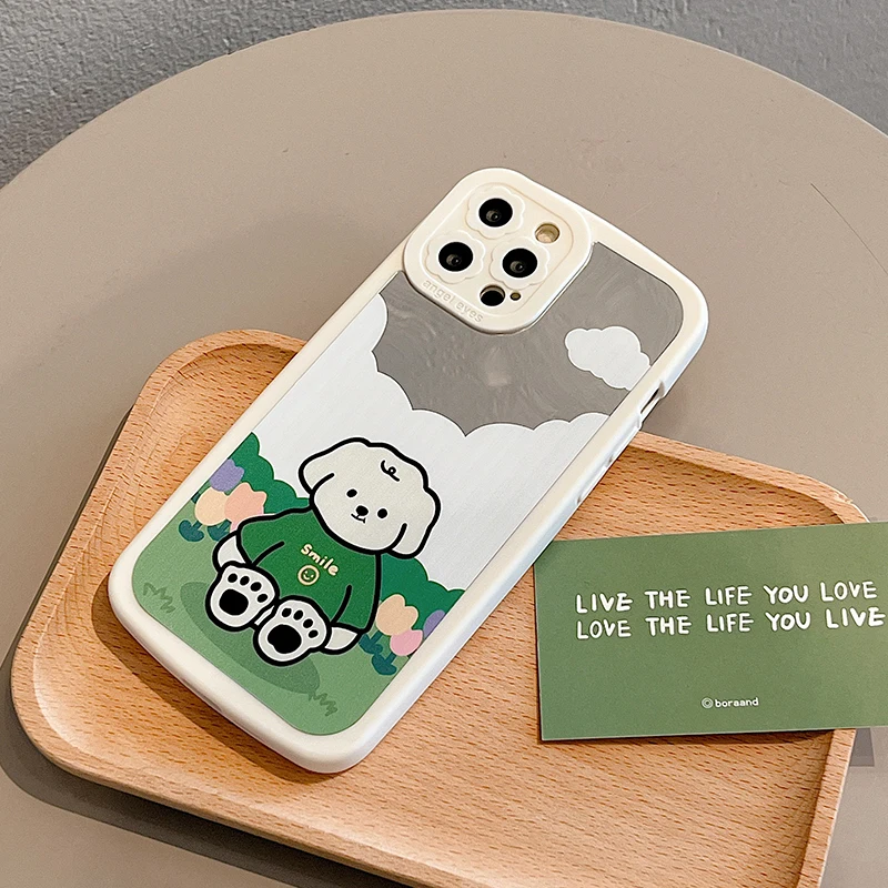 Mirror Bear Girly Women Fashion TPU Mobile Cover for iPhone Case Origina Cases of Glass For iPhone 7 Plus For iPhone Case