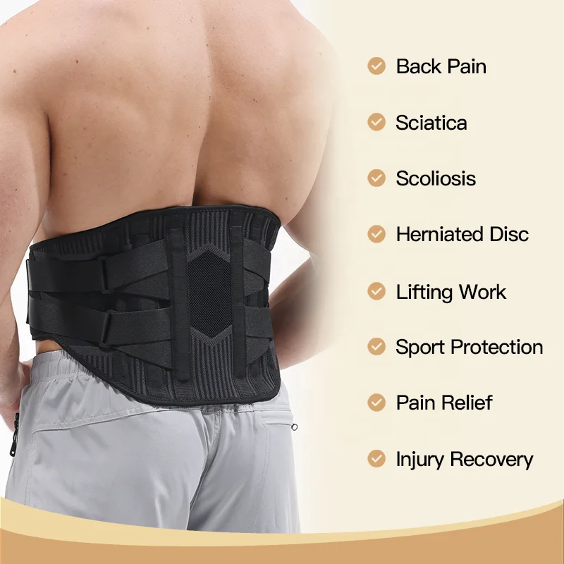 Best Selling Customized Medical Working Men Breathable 4 Alunumum Stabilizers Back Pain Waist Back Brace Lumbar Support Belt