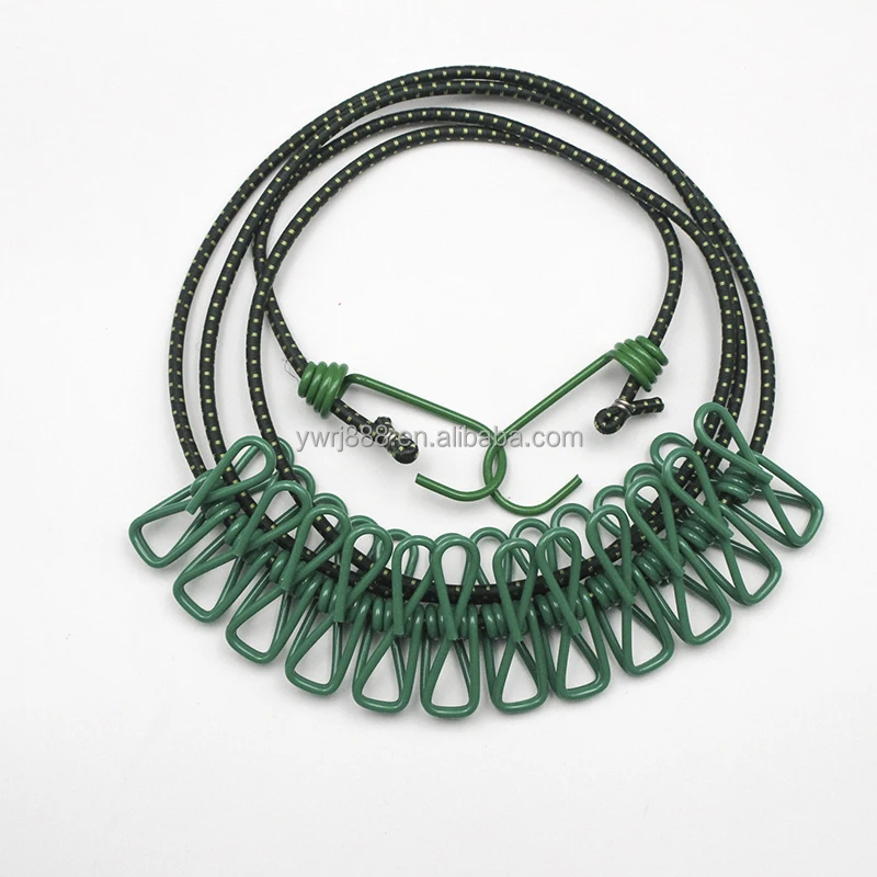 Portable Outdoor Clothesline Easy to Take Hanging Rope Windbreak Non-slip Clothespins Clothes Dryer