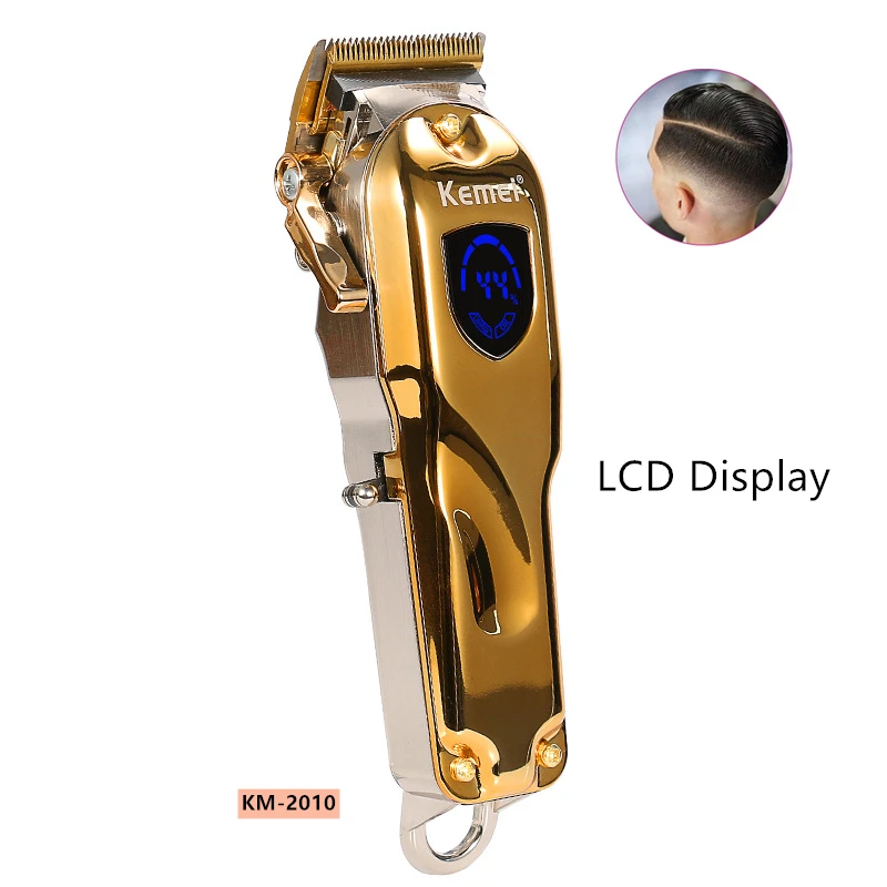 Kemei-2010 professional hair trimmer cordless Hair cutter barber hair Clippers 4 lever blade adjustment LCD display trimmer