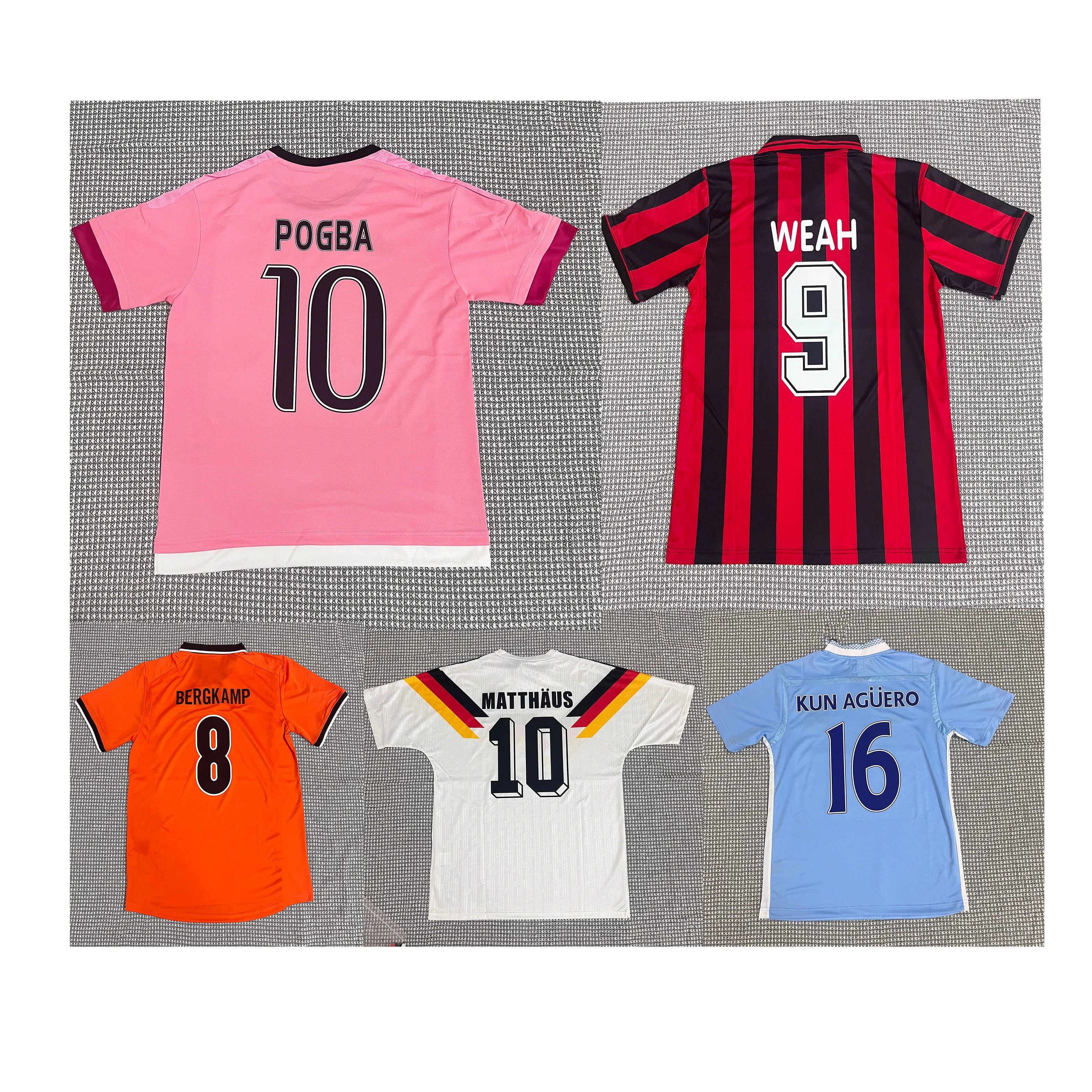 Оптовая продажа винтажная Классическая Высококачественная футболка POGBA BERGKAMP MATTH A US WEAH5 Ronaldo Мужская Детский комплект из Джерси